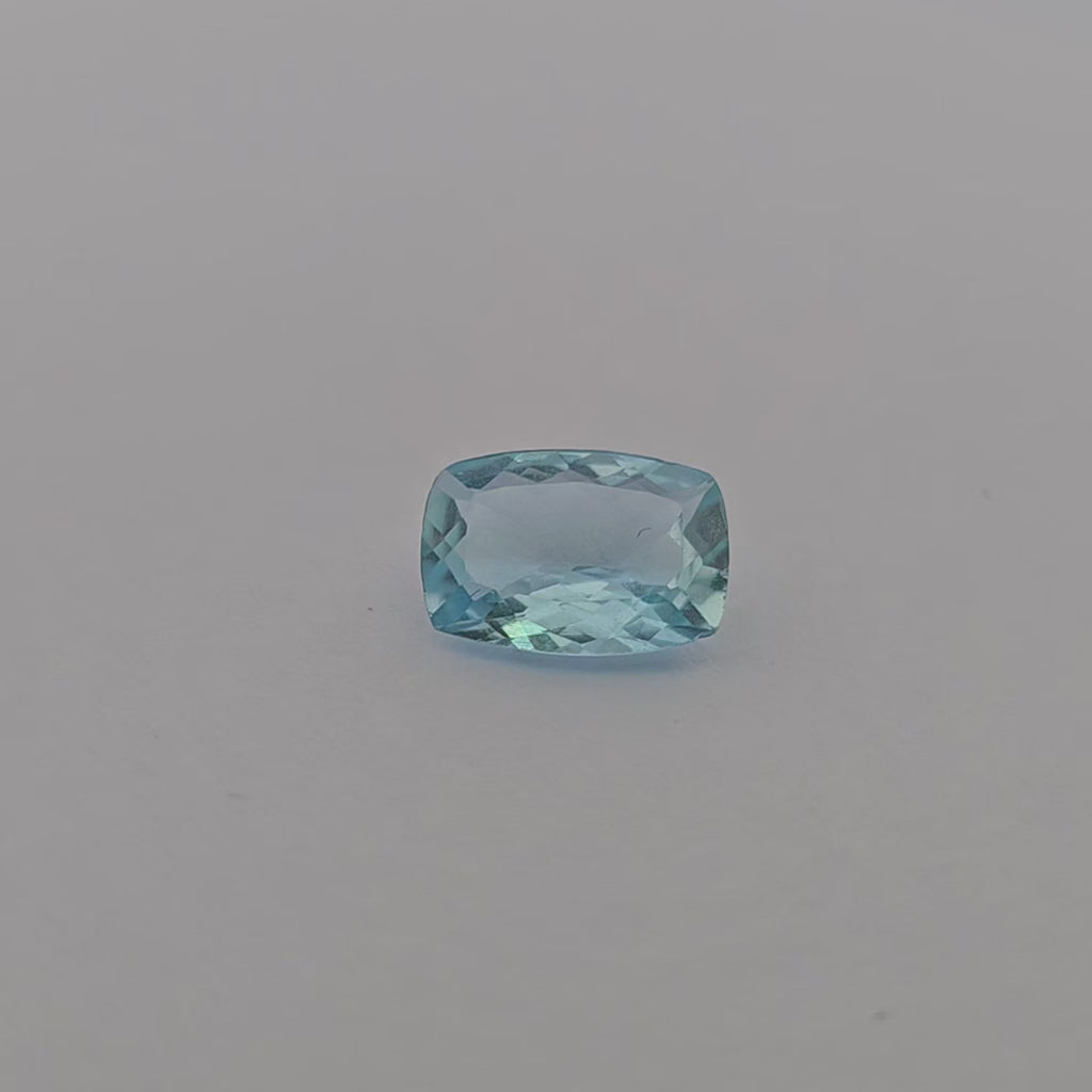 loose Natural Aquamarine Stone 1.33 Carats Cushion Shape 9 x 6.5 mm