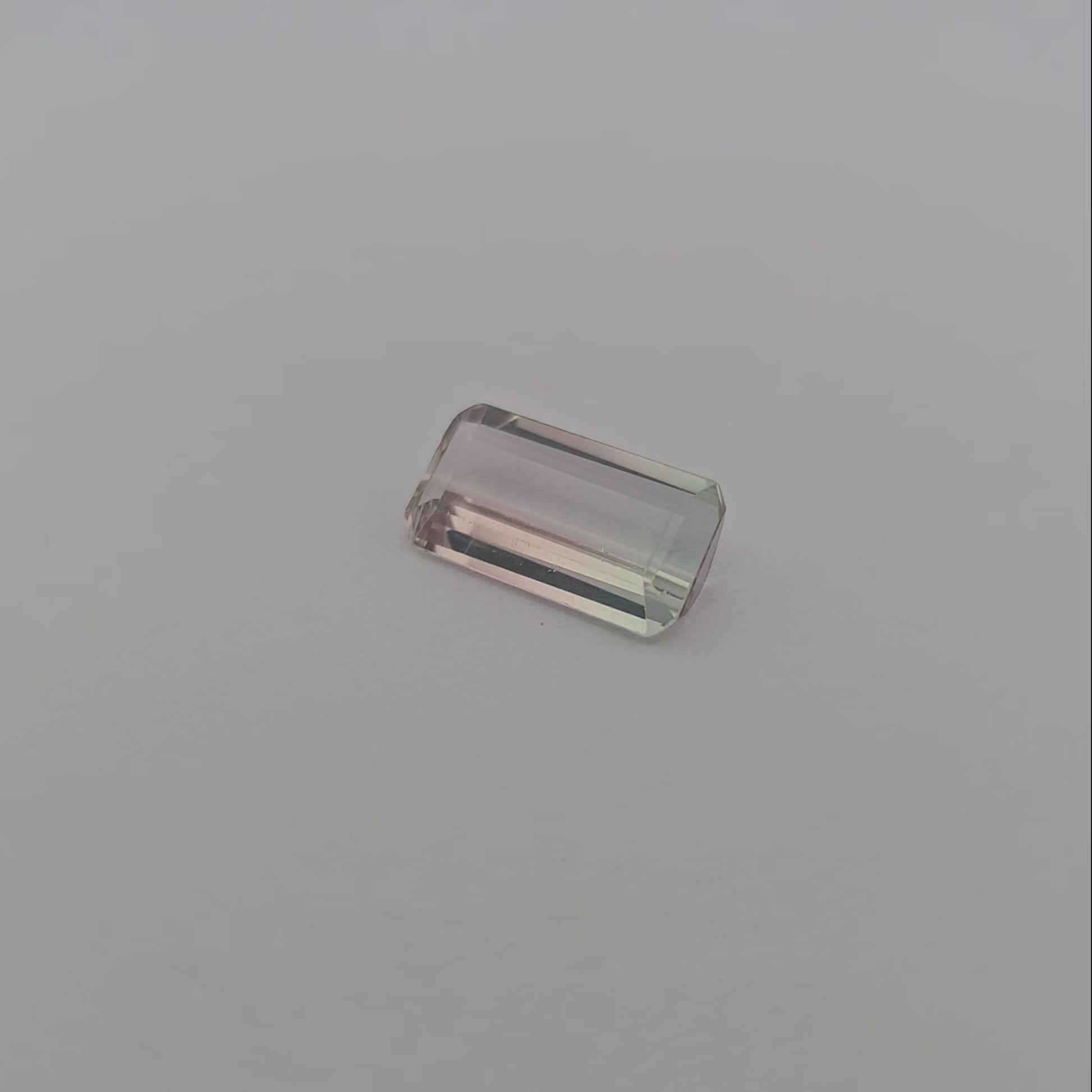 Natural Bi Color Tourmaline Stone 2.96 Carats Emerald Cut (13.3 x 7.1 mm) 
