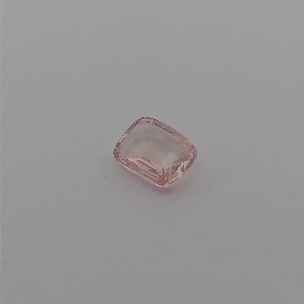 loose Natural Orange Sapphire Stone 1.55 Carats Cushion  7.8 x 5.8 mm