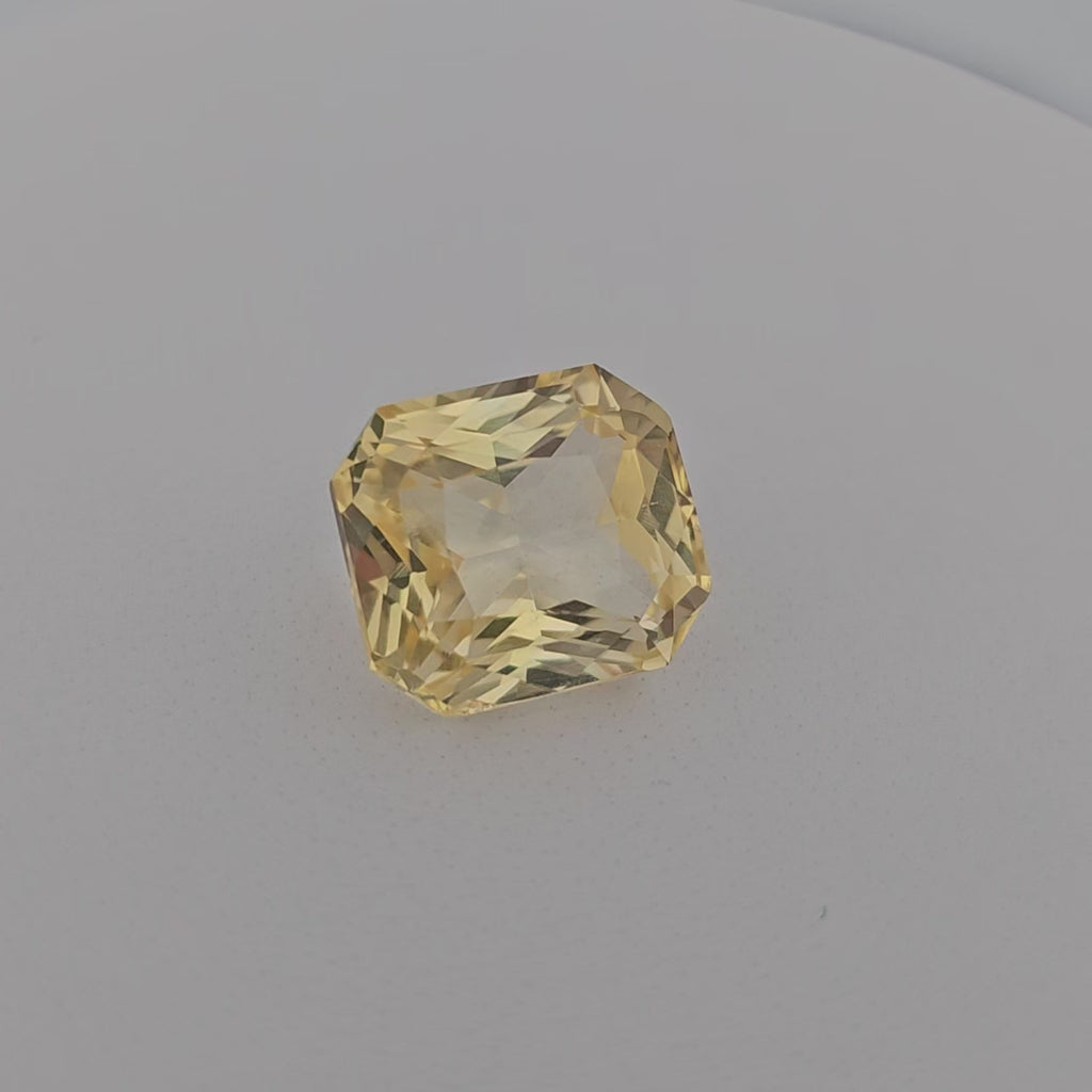 Natural Yellow Sapphire Stone 11.13 Carats Emerald Cut
