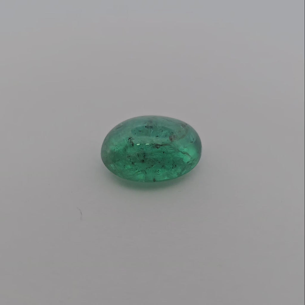 Natural Zambian Emerald Stone 10.65 Carats Oval Cabochon 15.8 x 12.6 mm