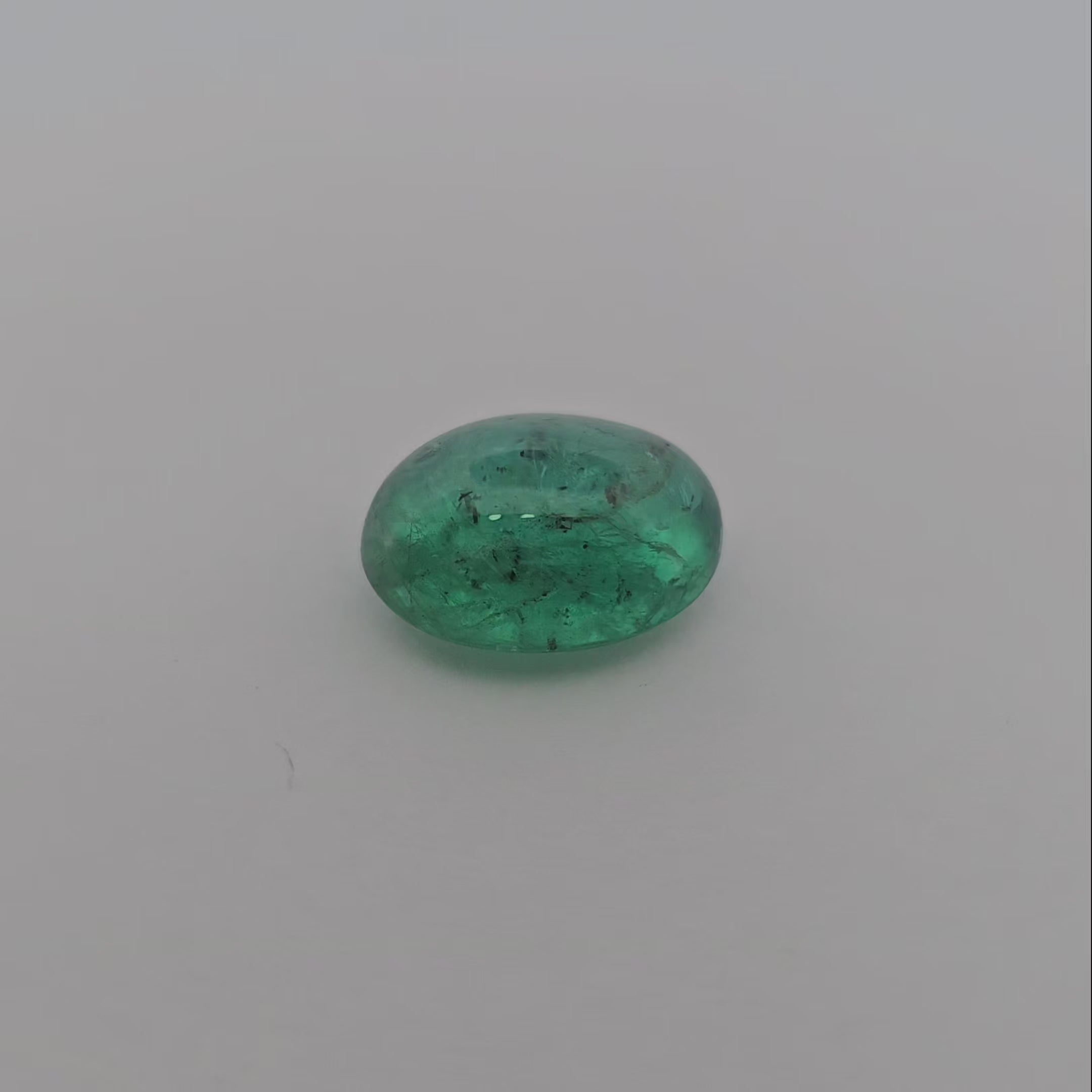 Natural Zambian Emerald Stone 10.65 Carats Oval Cabochon 15.8 x 12.6 mm