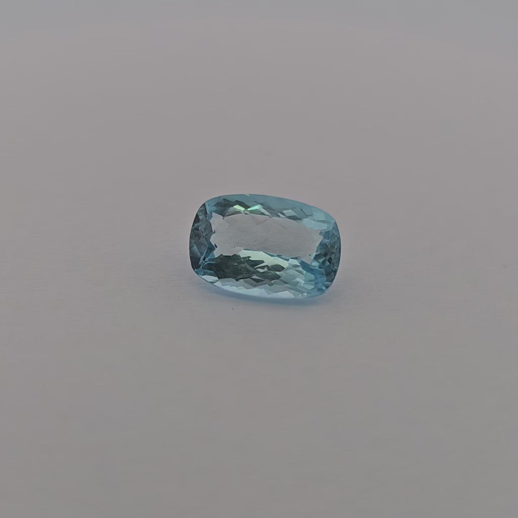 loose Natural Aquamarine Stone 2.25 Carats Cushion Shape 11.6 x 7.3 mm