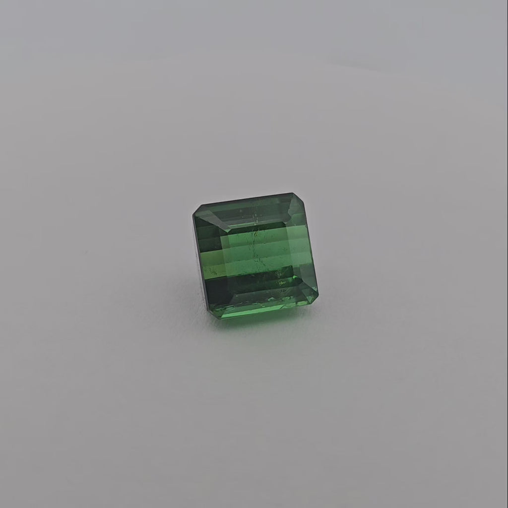 Natural Green Tourmaline Stone 6.58 Carats Emerald Cut (9.5 mm)