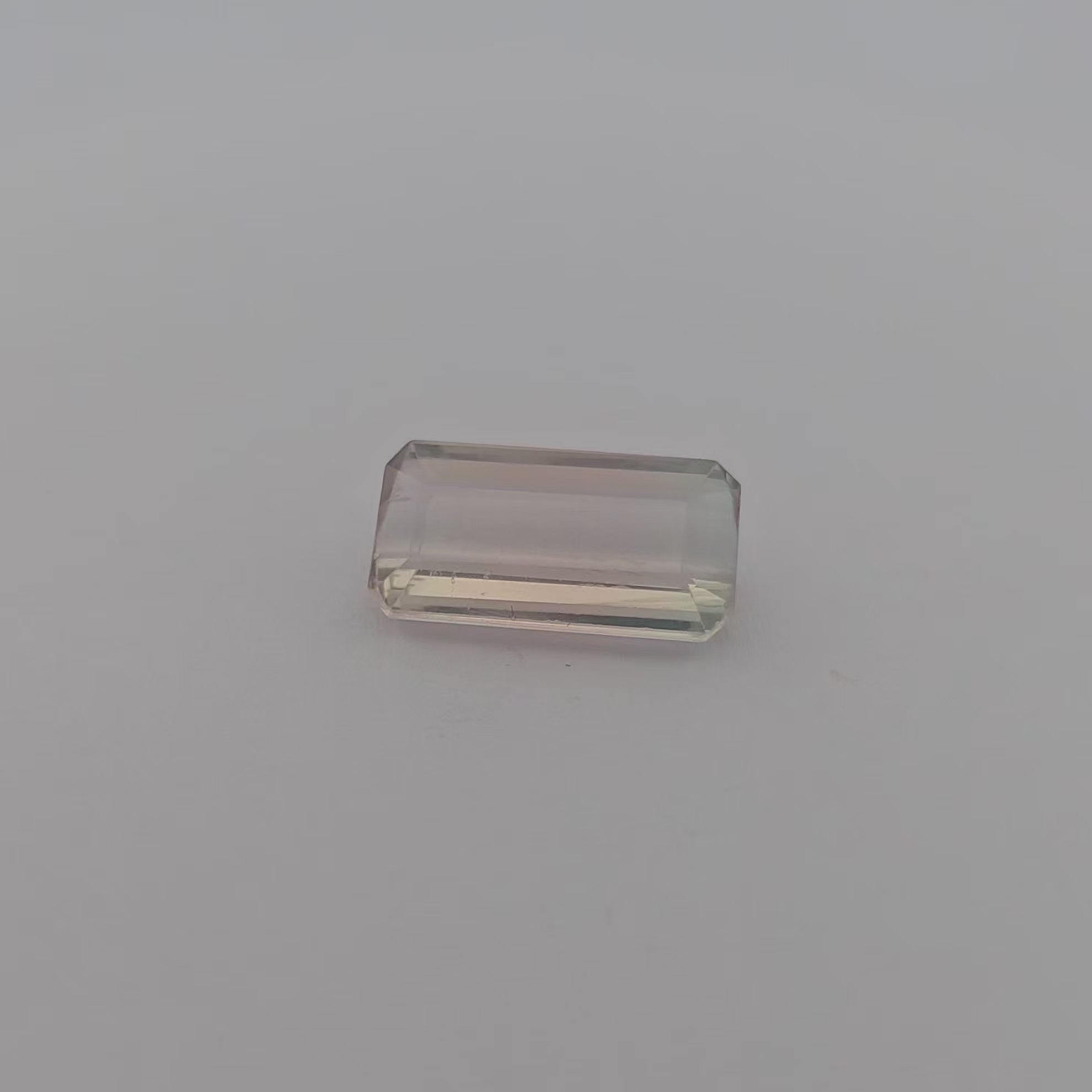Natural Bi Color Tourmaline Stone 4.17 Carats Emerald Cut (13.9x7.3 mm) 