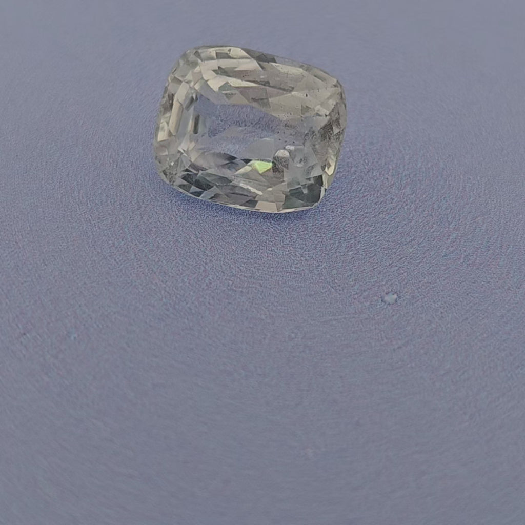 Natural White Sapphire Stone 3.97 Carats Cushion Shape