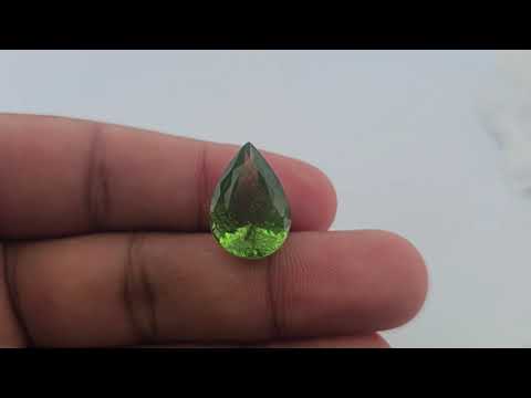 Natural Peridot Stone 12.02 Carats Pear Cut Shape ( 17.17x12.1 mm )