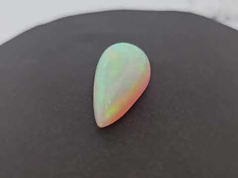 Natural White Ethiopian Opal  Stone 17.16 Carats Pear Cabochon Shape  ( 27x14 mm ) 