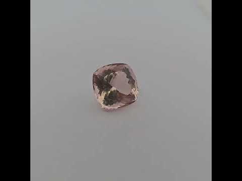Natural Peach Morganite Stone 7.73 Carats Cushion Cut (12 mm)