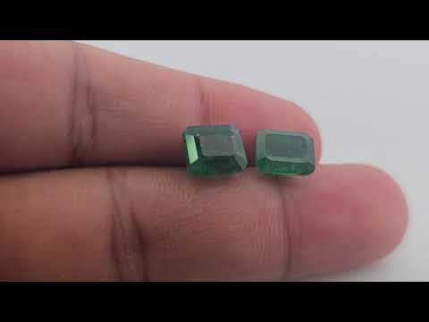Natural Zambian Emerald Stone 5.36 Carats Emerald Cut Pair 8.5x7mm