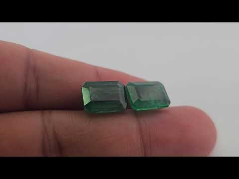 Natural Zambian Emerald Stone 9.73 Carats Emerald Cut Pair