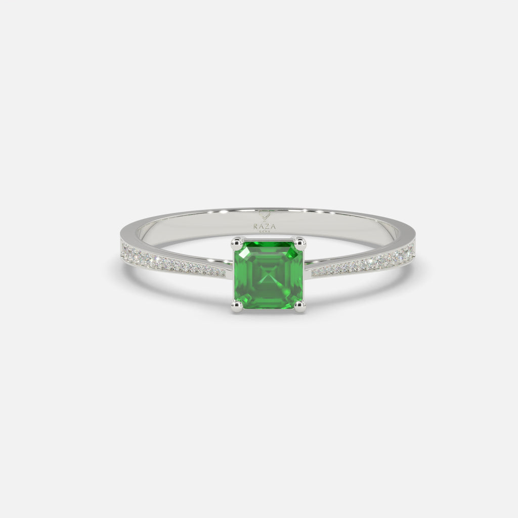 Rasha Emerald Ring 18k White Gold