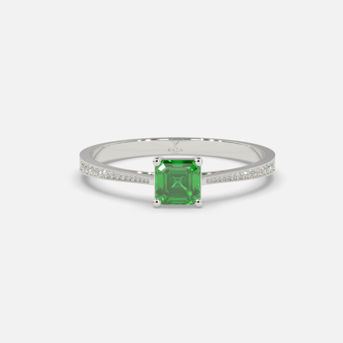 Rasha Emerald Ring 18k White Gold