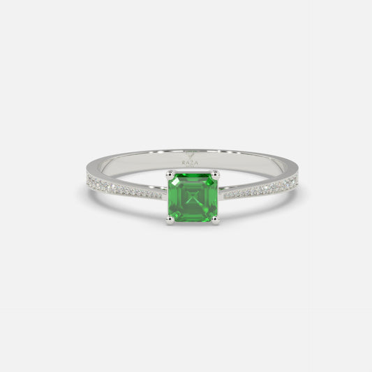 Rasha Emerald Ring 18k White Gold