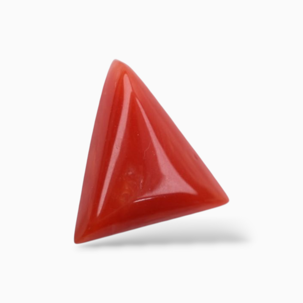 Red Moonga Stone For Sale 3.16 Carats Triangle Shape Size 11mm