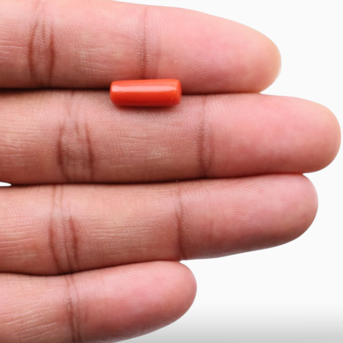 Natural Red Coral stone For Sale 4.03 Carats In Oval Cabochon Shape 14x5.7mm Size