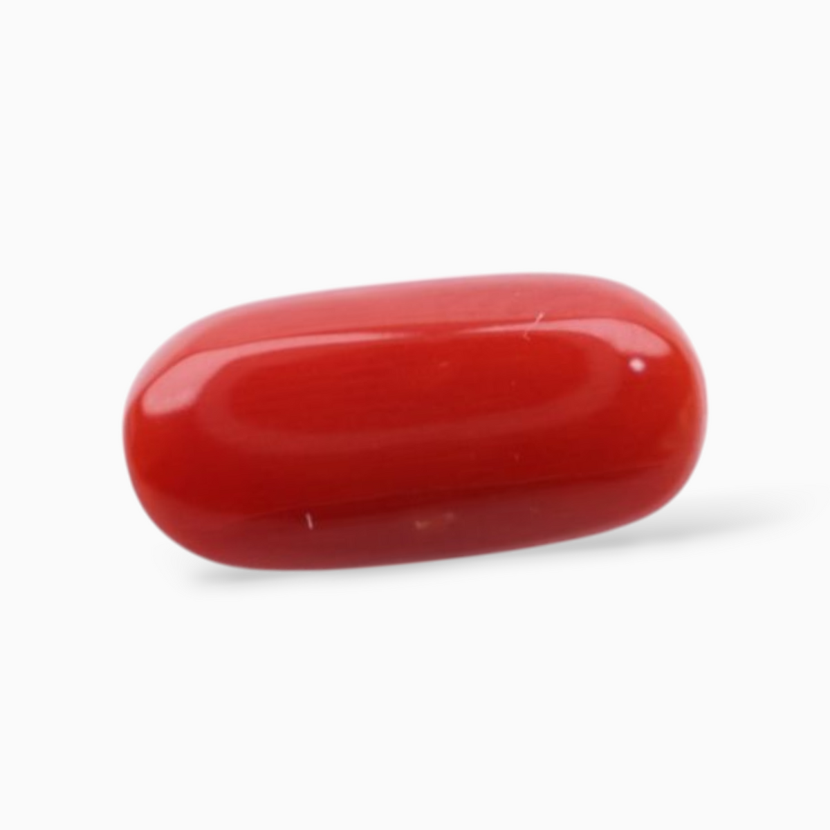 Original Red Coral Mooga Stone 4.38 Carats In Oval Cabochon Shape 13.2x6.4mm Size