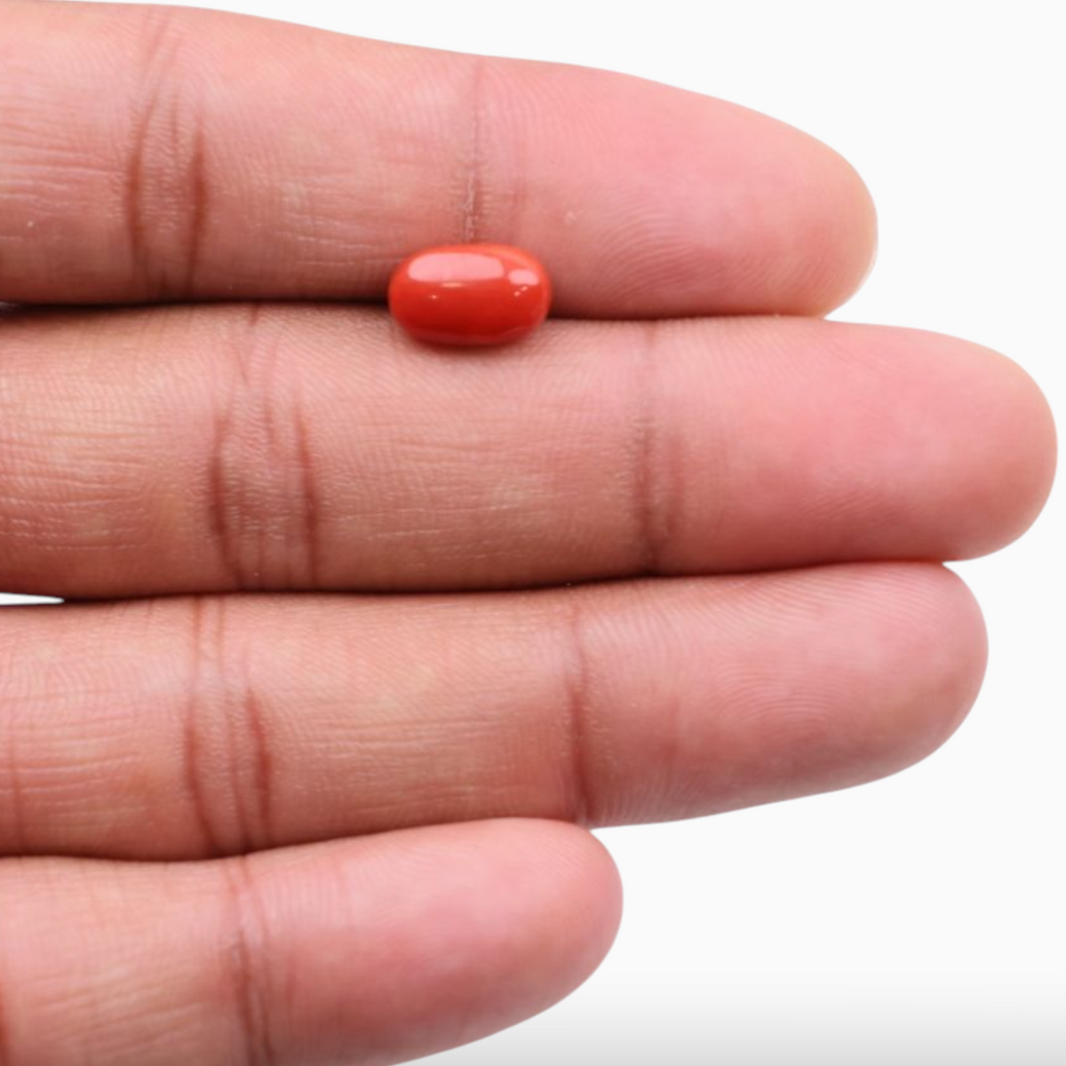 Best Red Coral For Sale In Oval Cabochon Stone 2.86 Carats  Size 10.7x6.5mm Size