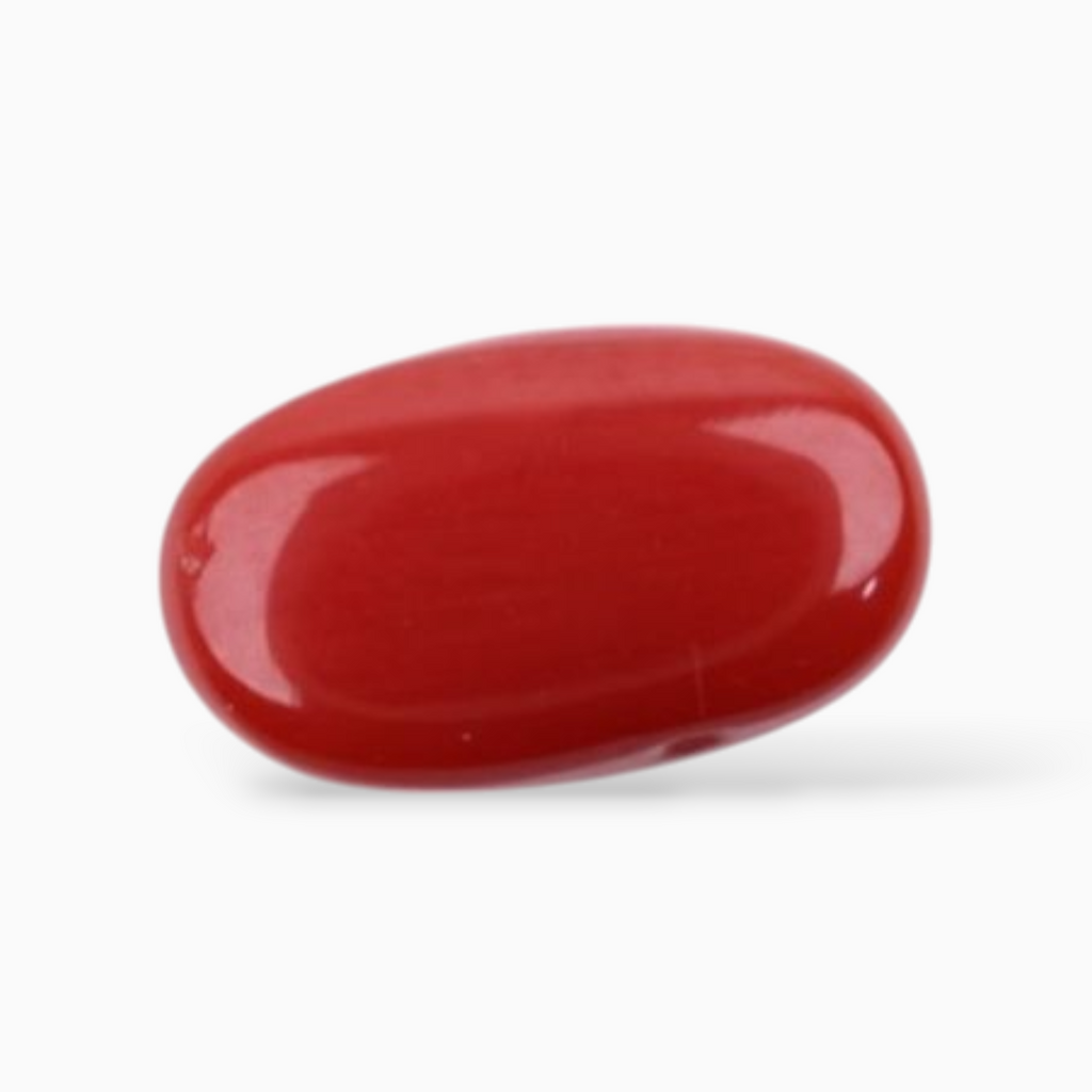 Best Original Red Coral Mooga Stone 2.29 Carats In Oval Cabochon Shape 10x5.8mm Size