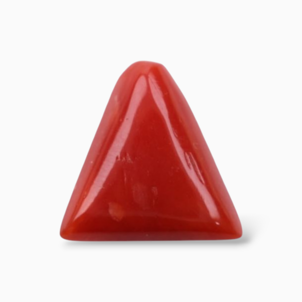 Buy Best  Red Coral Stone For Sale 3.20 Carats Triangle Shape Size 10.8mm
