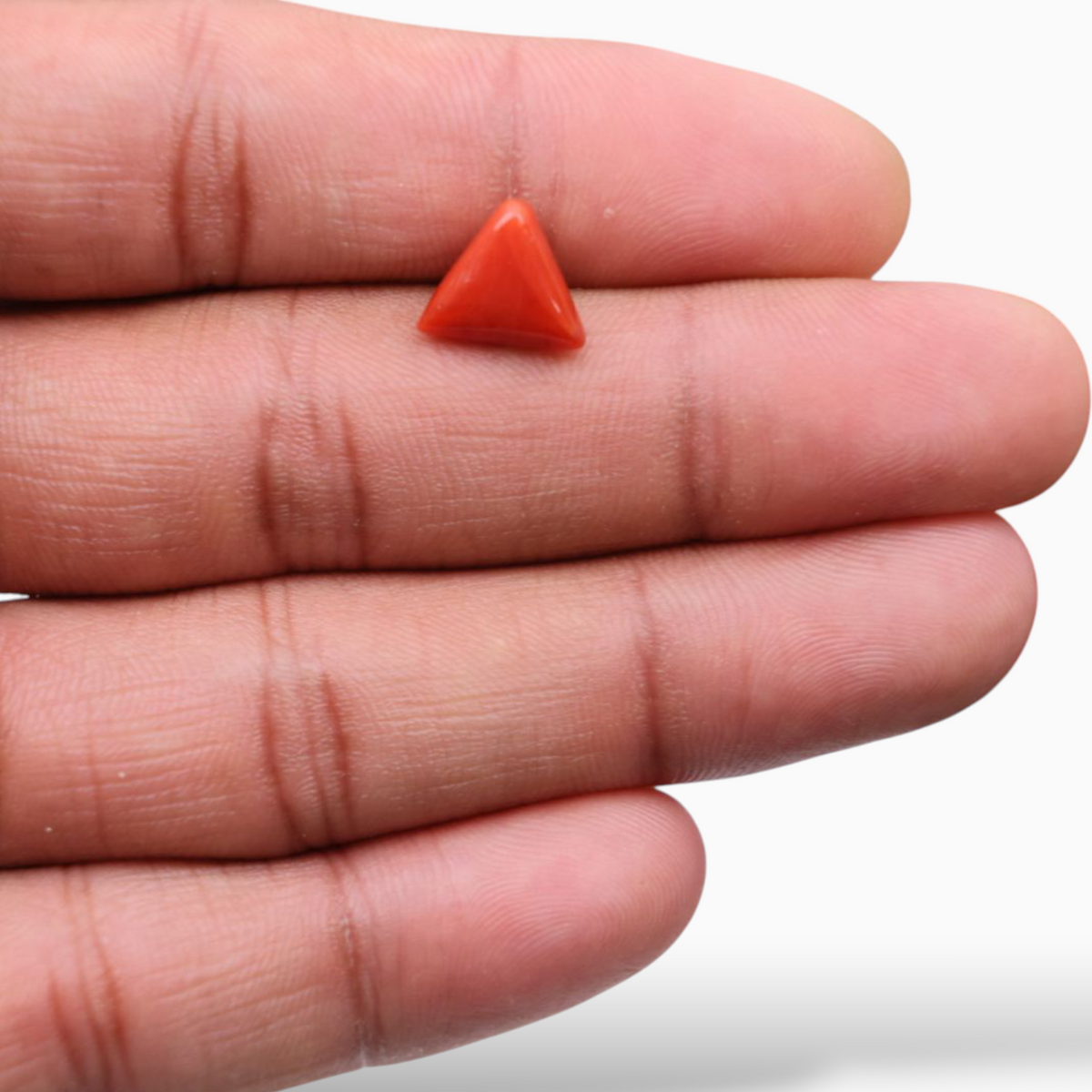 Buy Natural  Red Coral Stone For Sale 3.23 Carats Triangle Shape Size 10mm