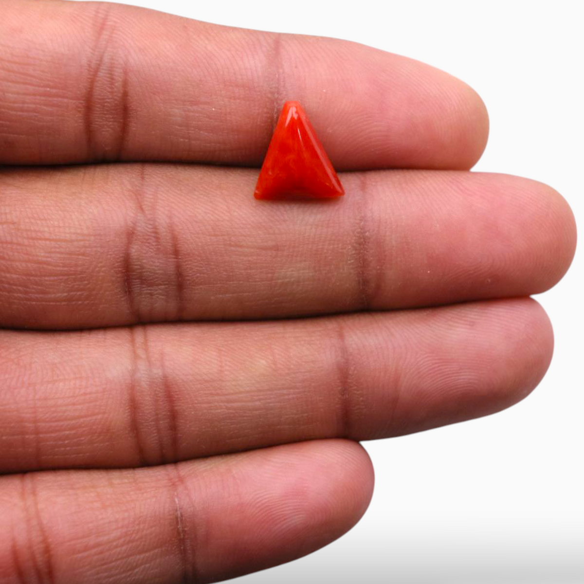 Original Fossilized Coral Stone For Sale 3.57 Carats Triangle Shape Size 11.7mm
