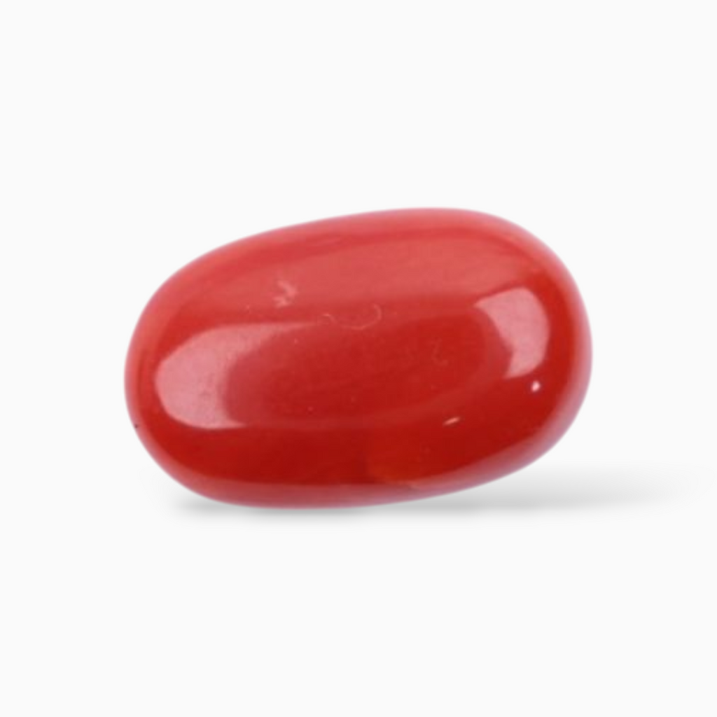 Best Red Coral For Sale In Oval Cabochon Stone 2.86 Carats  Size 10.7x6.5mm Size
