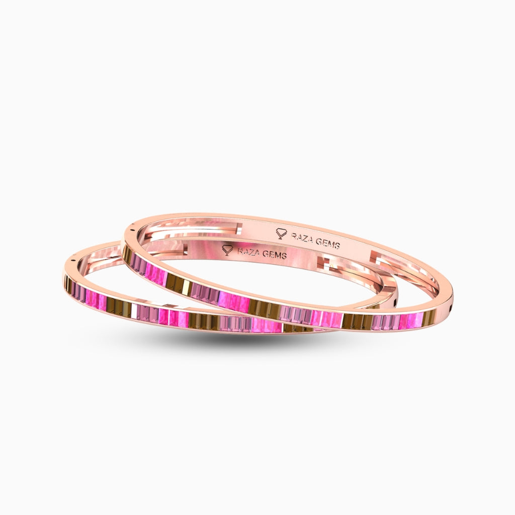 Rubellite Tourmaline Bangles - Nyla - Rose Gold
