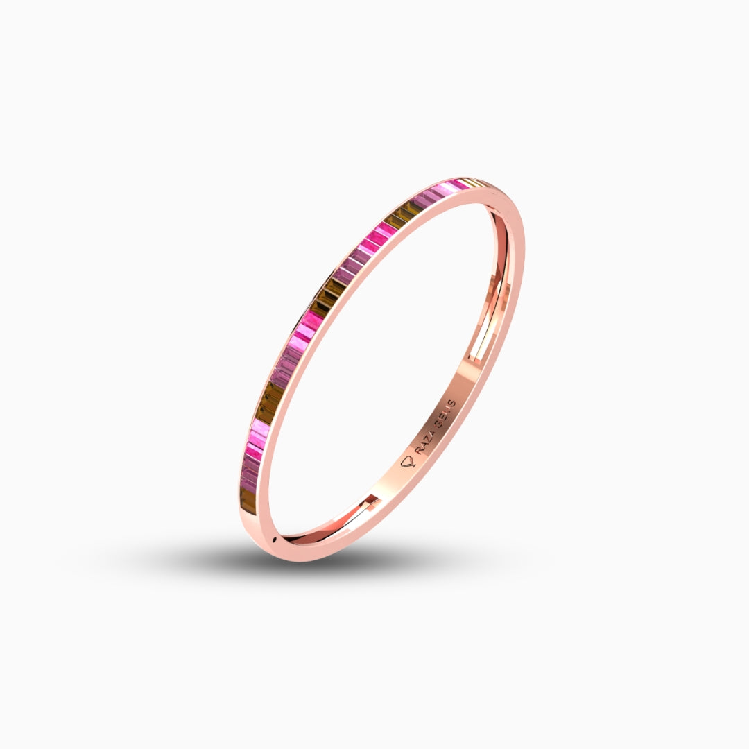 Rubellite Tourmaline Bangles - Nyla - Rose Gold