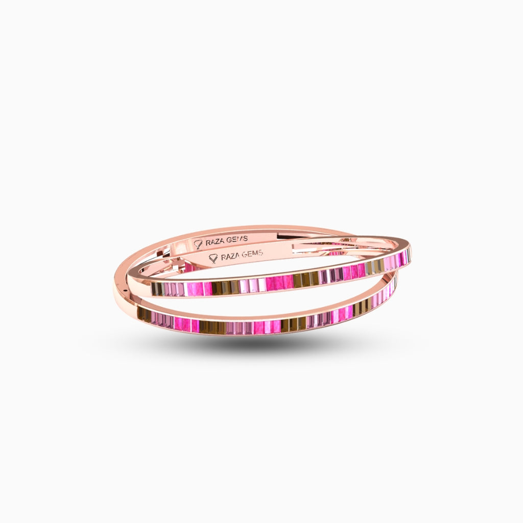 Rubellite Tourmaline Bangles - Nyla - Rose Gold