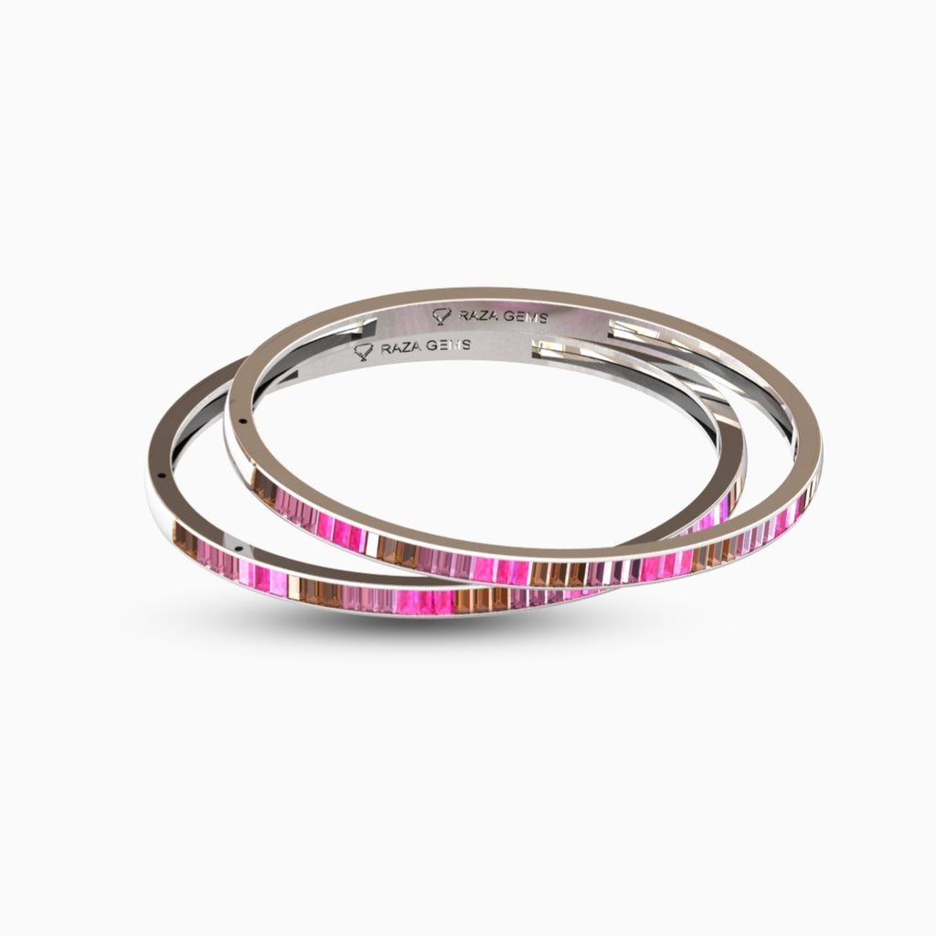Rubellite Tourmaline Bangles - Safiyyah - Silver