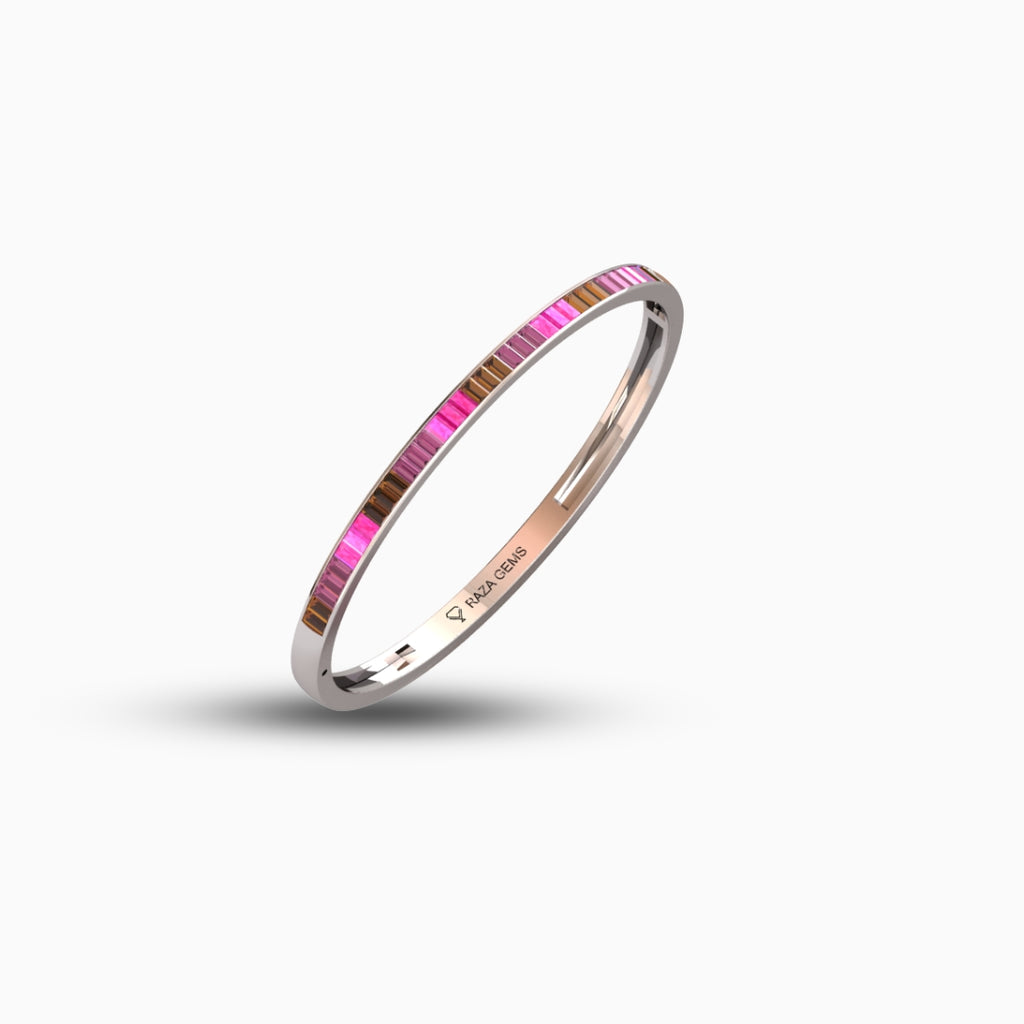 Rubellite Tourmaline Bangles - Safiyyah - Silver