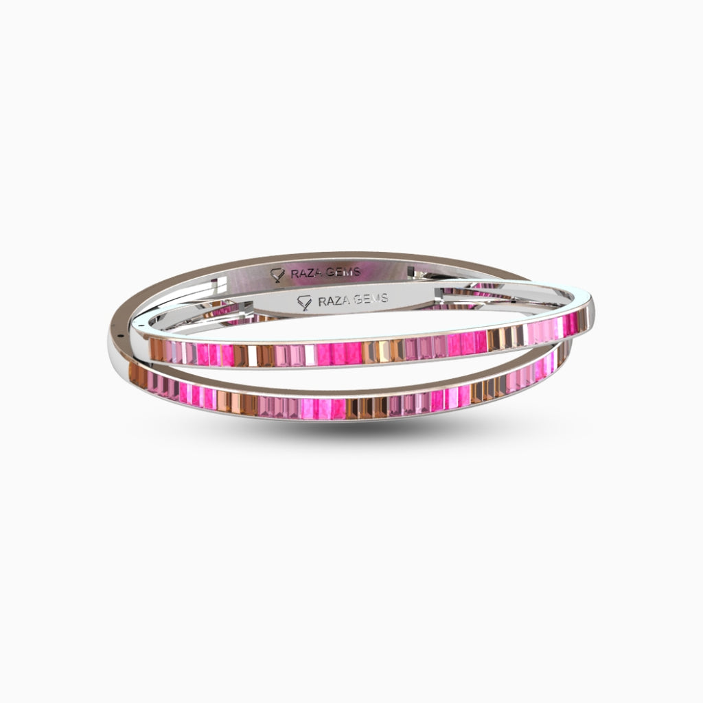 Rubellite Tourmaline Bangles - Safiyyah - Silver