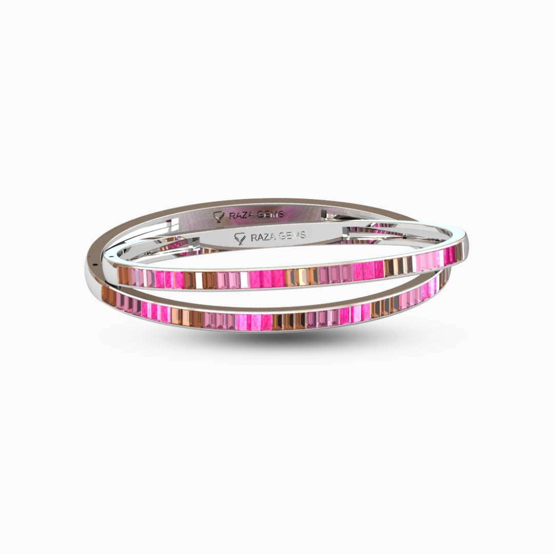 Rubellite Tourmaline Bangles - Safiyyah - Silver