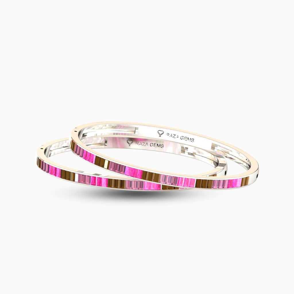 Rubellite Tourmaline Bangles - Natalya - White Gold