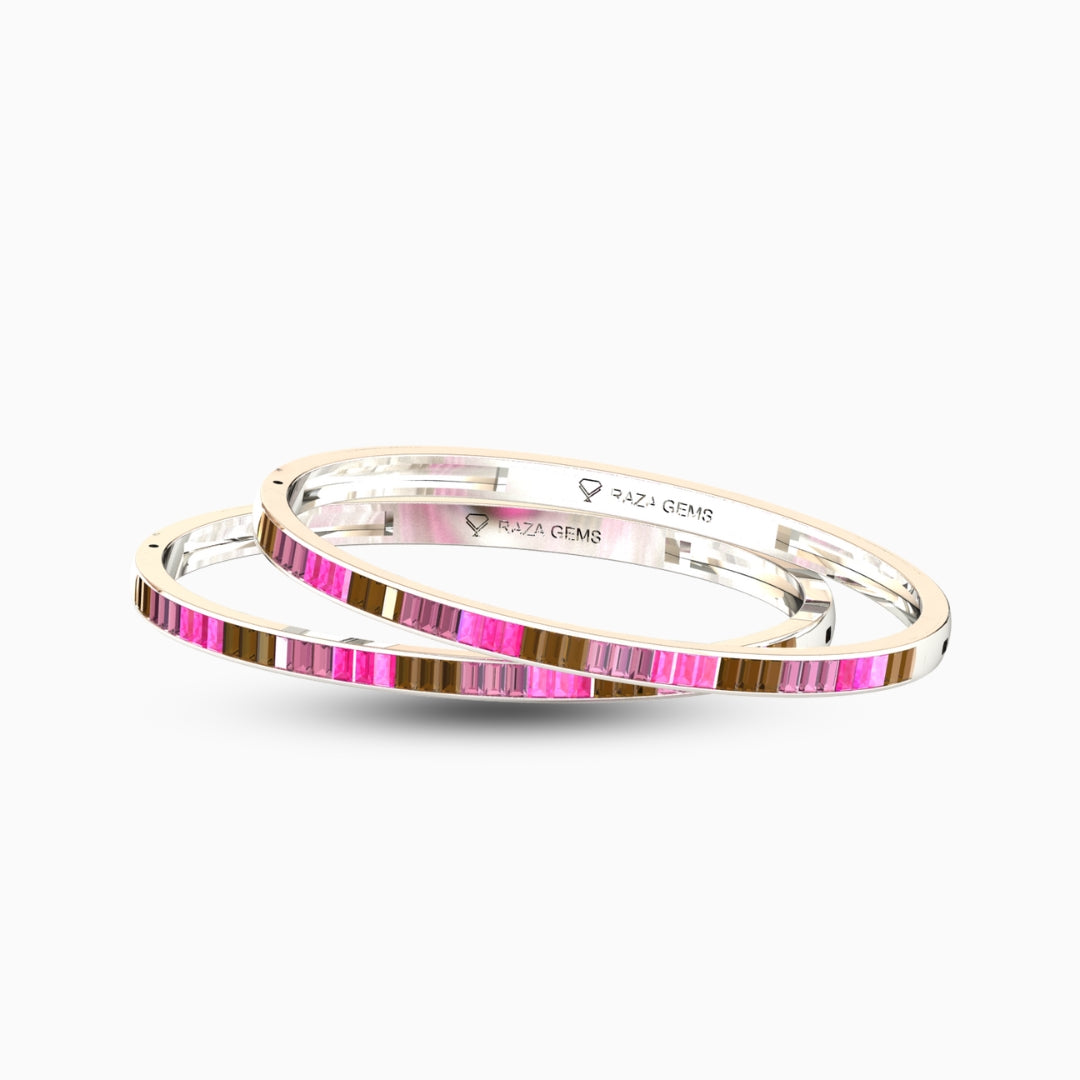 Rubellite Tourmaline Bangles - Natalya - White Gold