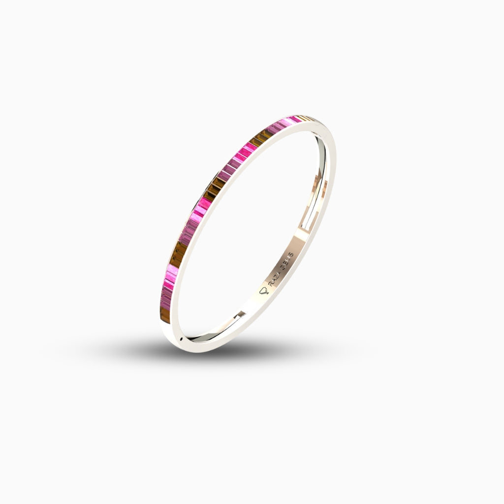 Rubellite Tourmaline Bangles - Natalya - White Gold