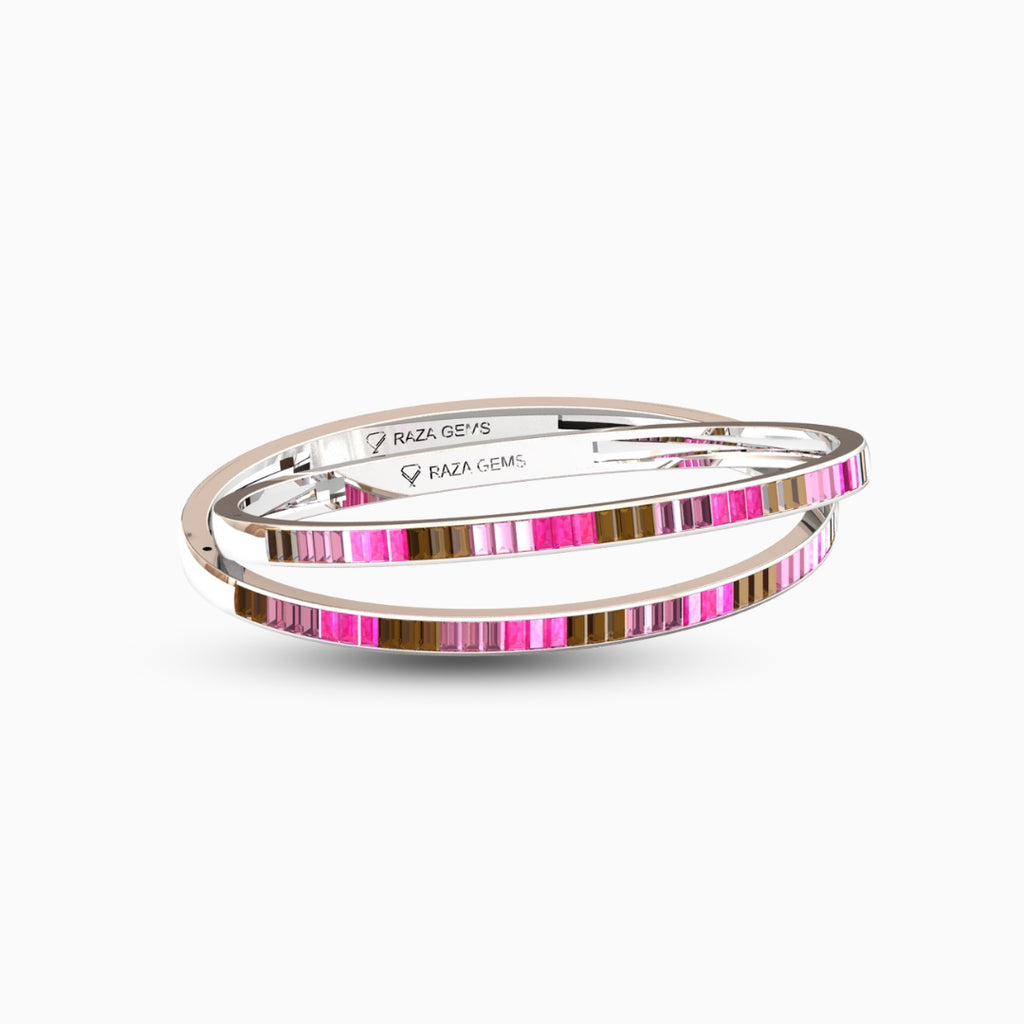 Rubellite Tourmaline Bangles - Natalya - White Gold