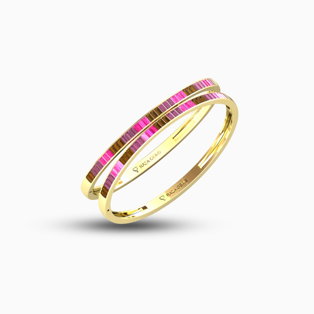 Rubellite Tourmaline Bangles - Nadine - Rose Gold