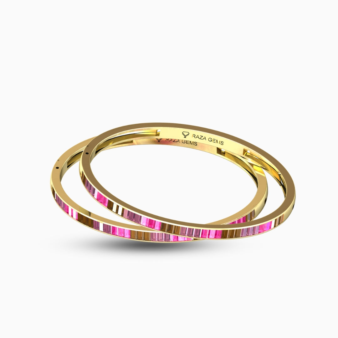 Rubellite Tourmaline Bangles - Nadine - Rose Gold