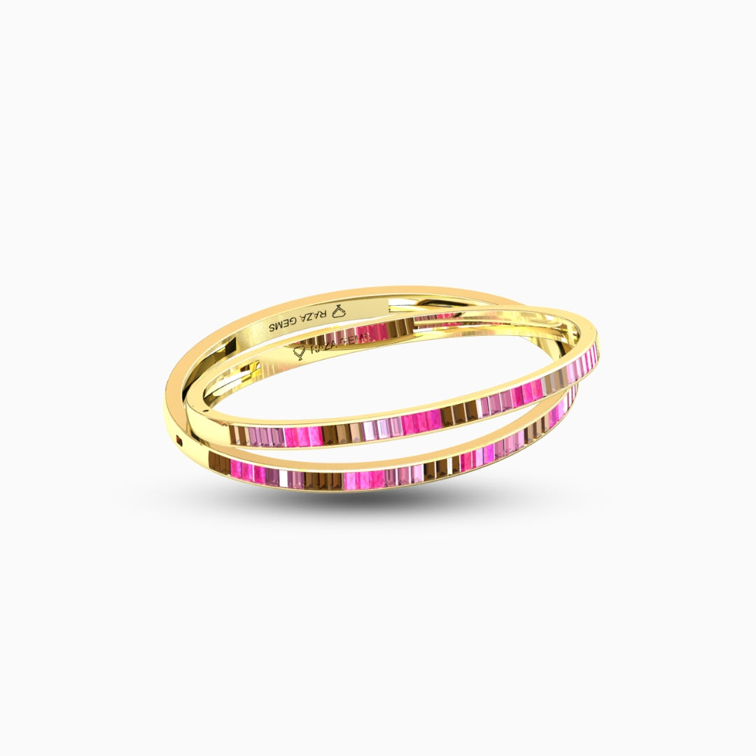 Rubellite Tourmaline Bangles - Nadine - Rose Gold
