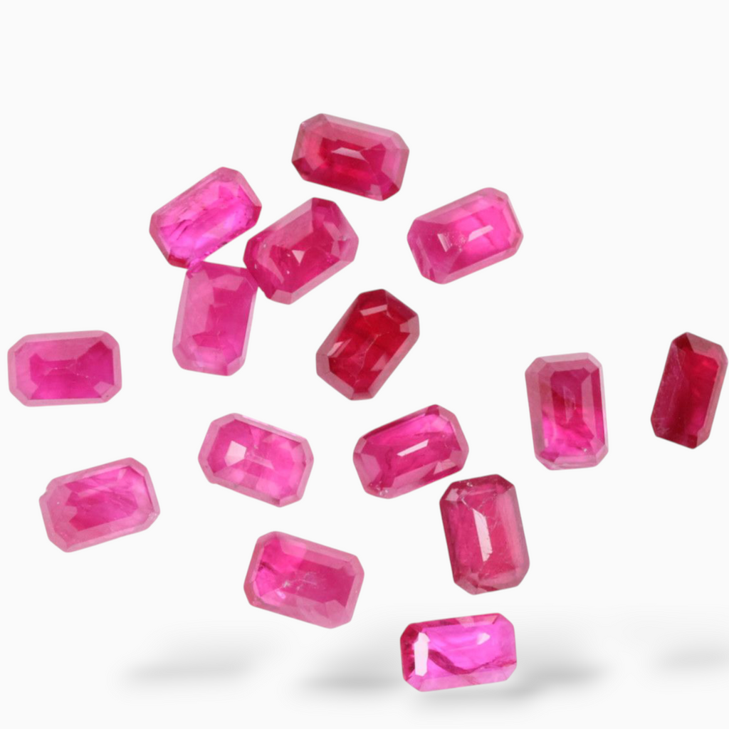 Sale On Natural Ruby Gemstone In  Emerald Cut  Shape Mix Carats 6x4mm Size
