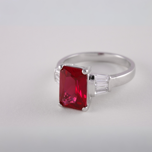 Silver 925 Natural Ruby Ring for Men and Women with Certified Ruby Stone