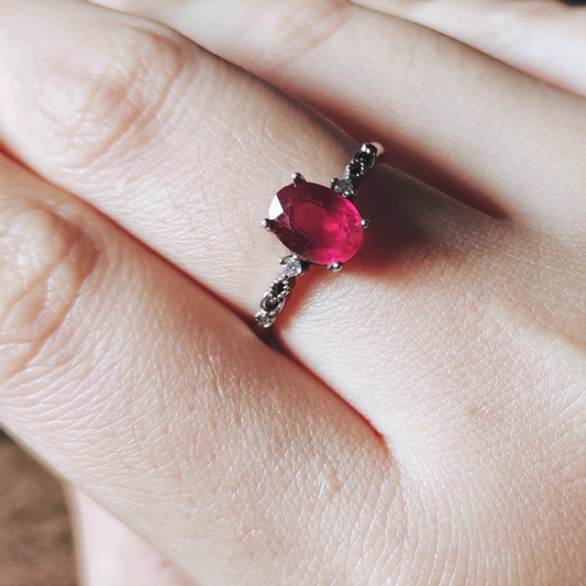 Silver Natural Ruby Ring for Protection and Career Growth