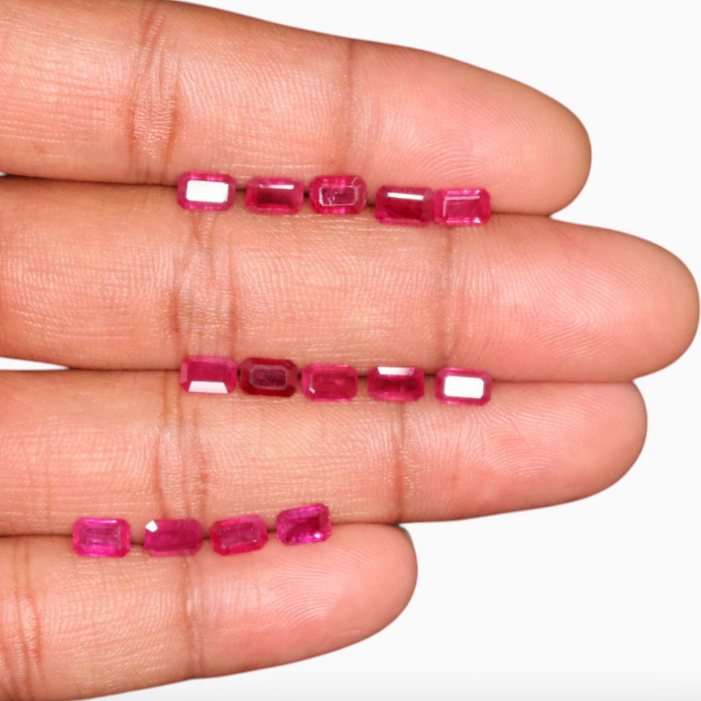 Sale On Buy Mozambique Ruby Gemstone In Octagon Cut Shape Mix Carats 6x4mm Size