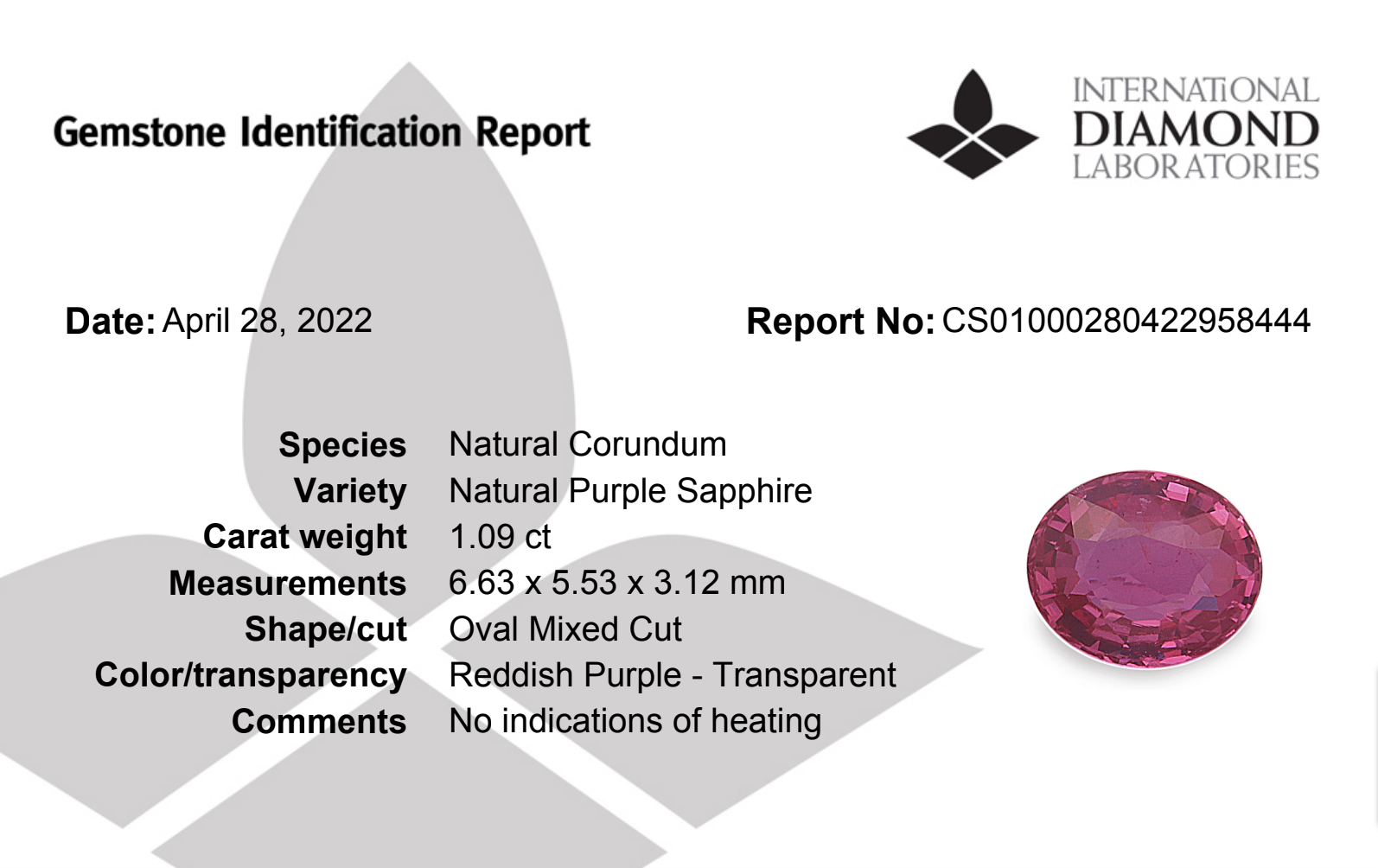 Pink Sapphire Natural Stone Oval 1.09 Carats