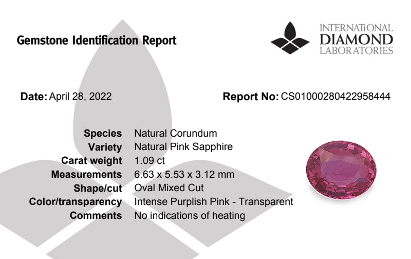 Hot Pink Sapphire Natural Stone Oval 1.09 Carats 6.63 × 5.53 × 3.12 mm