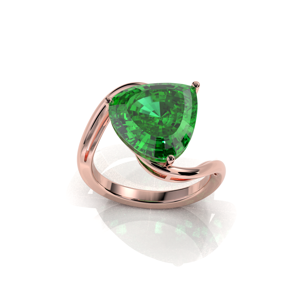 Poppy - 18K Gold Trillion-Cut Natural Peridot Open Wave Ring | Yellow, White & Rose Gold