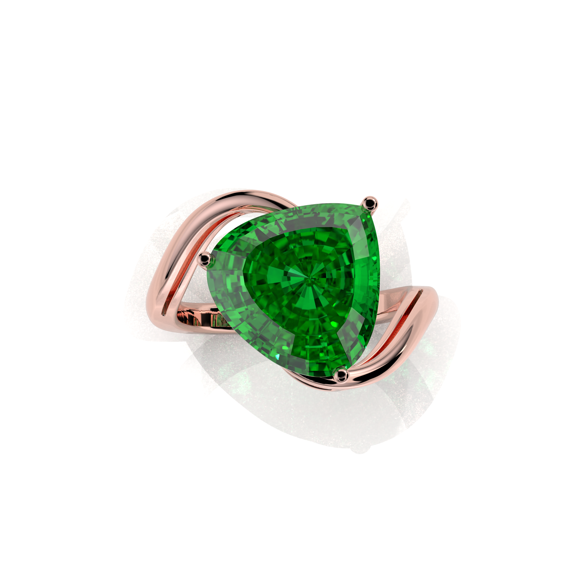 Poppy - 18K Gold Trillion-Cut Natural Peridot Open Wave Ring | Yellow, White & Rose Gold