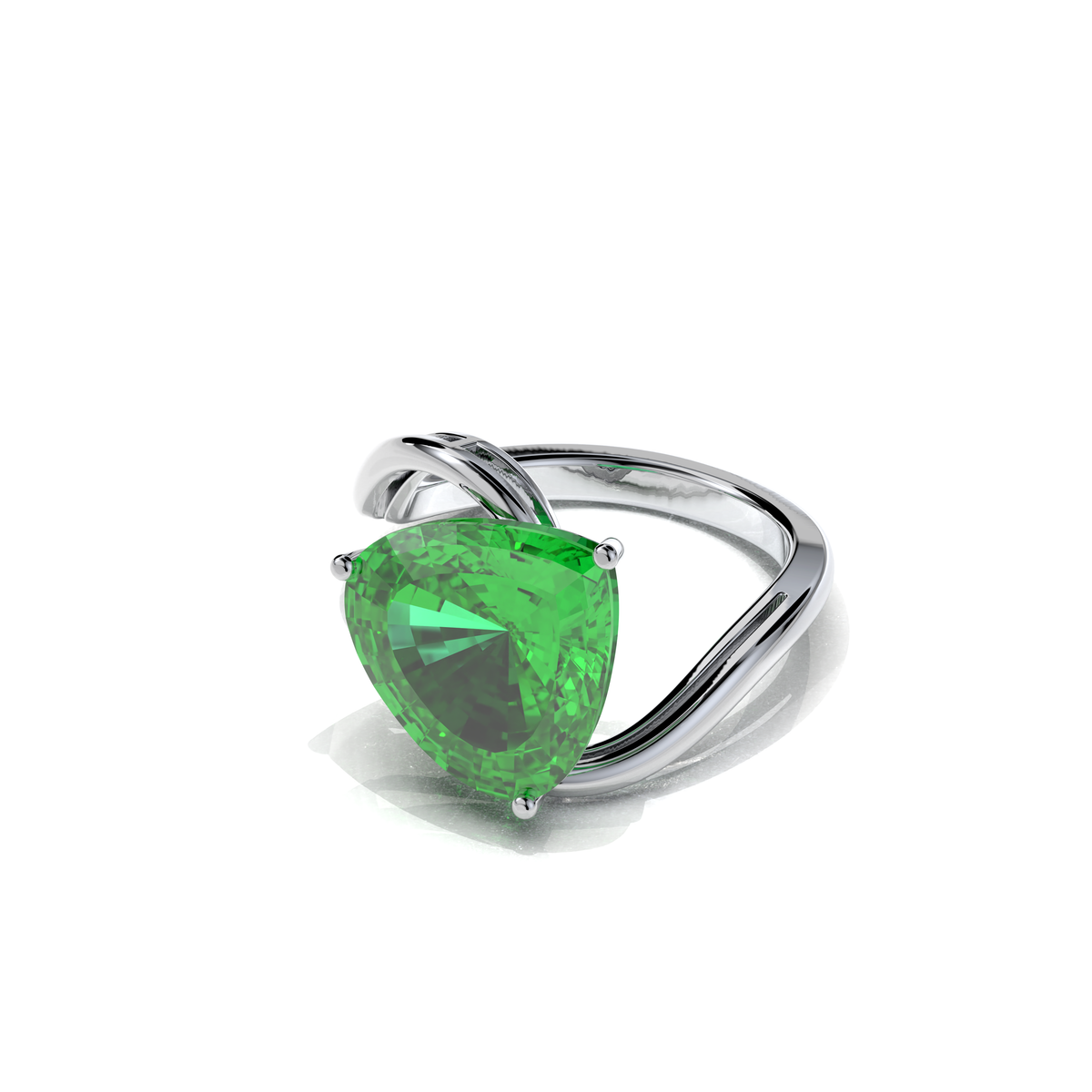 Poppy - 18K Gold Trillion-Cut Natural Peridot Open Wave Ring | Yellow, White & Rose Gold